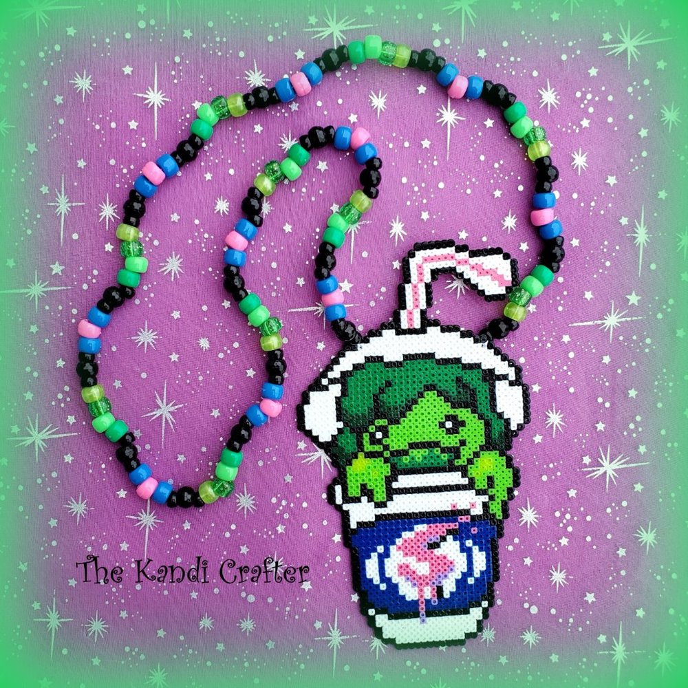 Slushii Monster Tour Green Hair Perler Necklace